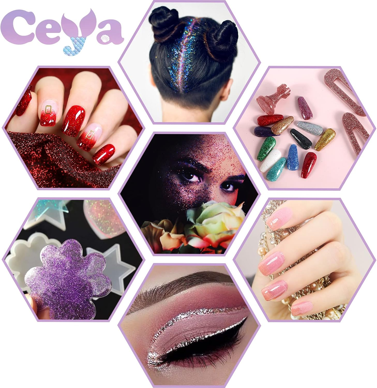 Ceya 3.8Oz/ 110G Ultra Fine Glitter Powder Silver Glitter 1/128&rdquo; 0.008&rdquo; 0.2Mm for Slime Epoxy Resin Craft Tumbler Jewelry Nail Art Festival Makeup Scrapbook Painting Wedding Cards - Aquamarine image number 7