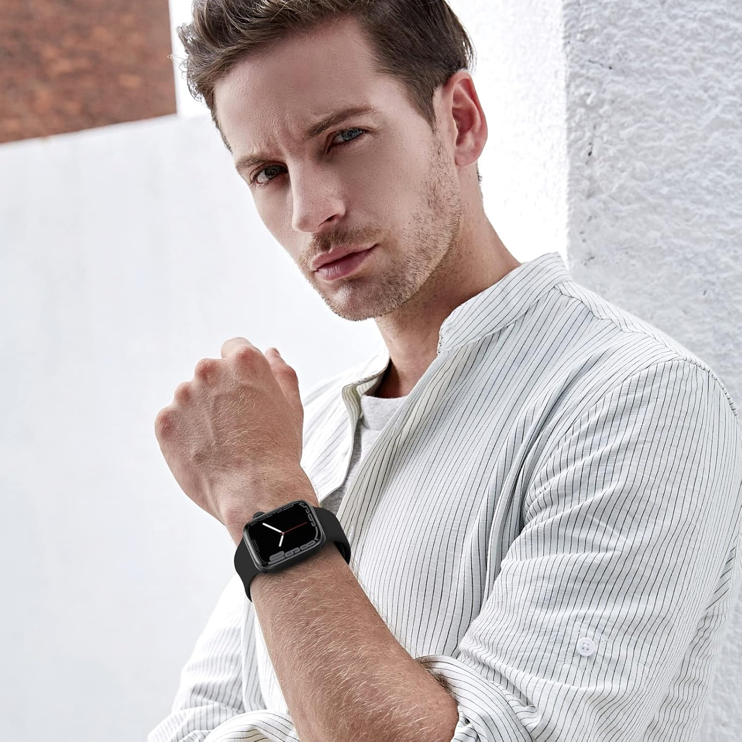 Compatible with Apple Watch Band 38Mm 40Mm 41Mm 42Mm 44Mm 45Mm 49Mm S/M M/L for Women/Men Waterproof Soft Silicone Replacement Strap Accessories for Iwatch Bands Ultra 2/Ultra Series 9/8/7/6/5/4/3/2/1 SE (Black, 38/40/41Mm S/M) image number 3