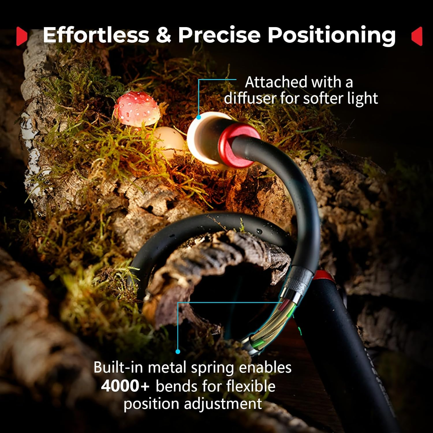 Smallrig RM 03 Macro Photography LED Beny Light, Adjustable Beam Angle, 5 Colors CRI 95 TLCI 92, Macro Arm Light for Camera with Cold Shoe Adapter, Clamp, Diffuser, Barndoor, IP54 Waterproof - 5480 image number 2