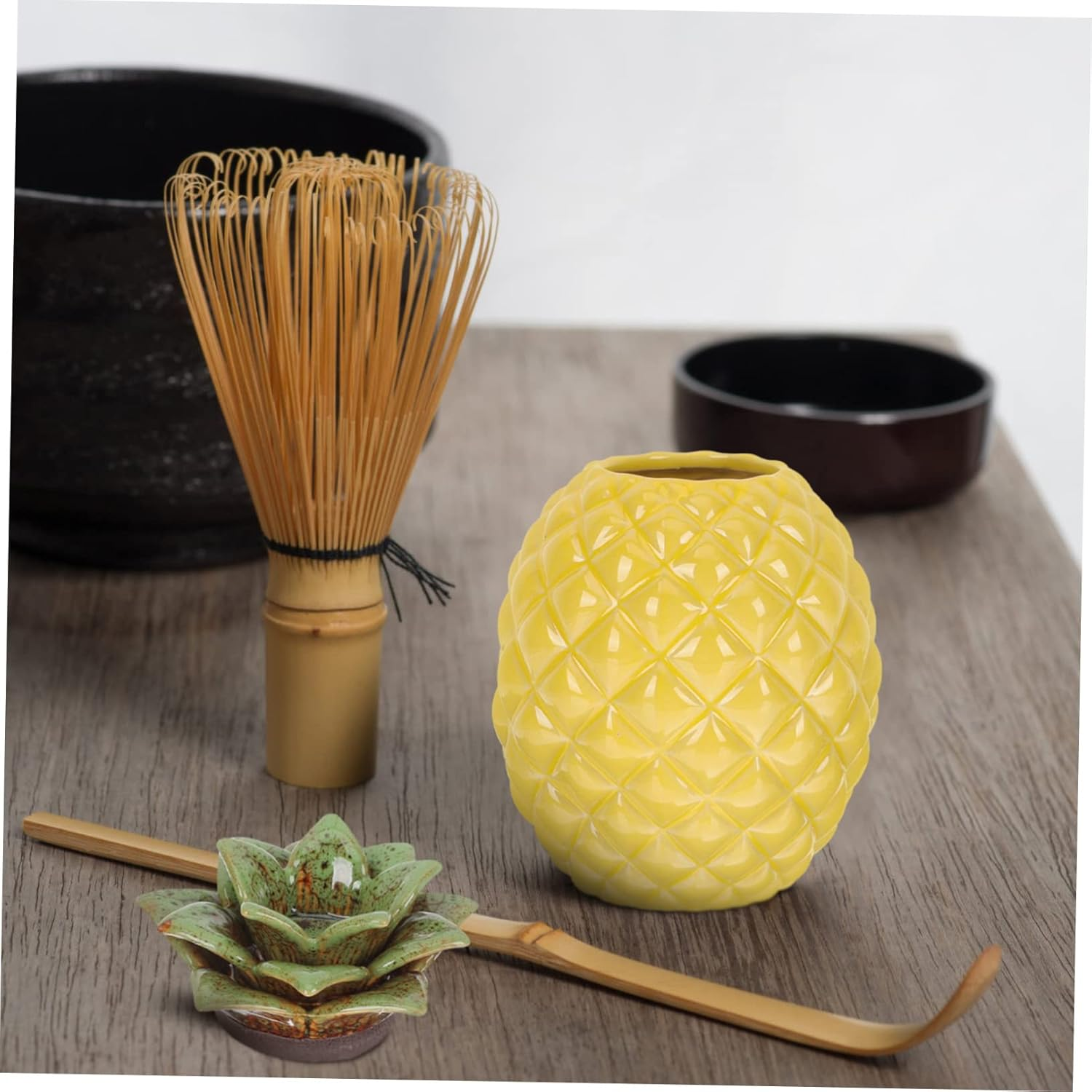 OKUMEYR Ceramic Pineapple Shape Tea Canister Tea Storage Jar Airtight Lid Home Office Decor image number 1