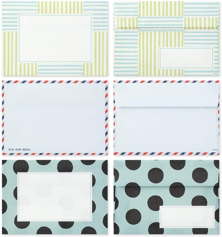 Midori 86763006 Letter Set, 763, Gassa, 10 Pattern Envelopes, Red