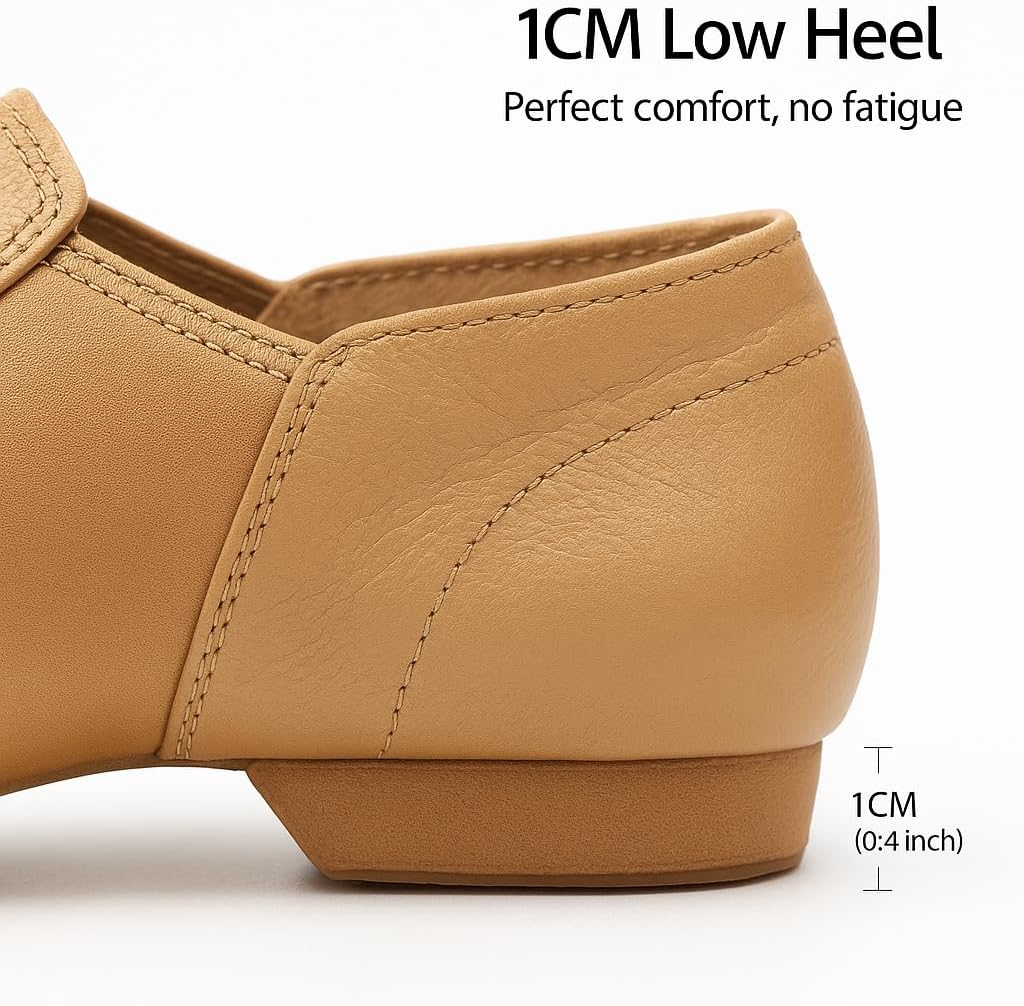 Jazz Shoes for Girls: Leather Dance Shoes for Women - Slip-On Dancing Shoe for Unisex Adult and Boys image number 2