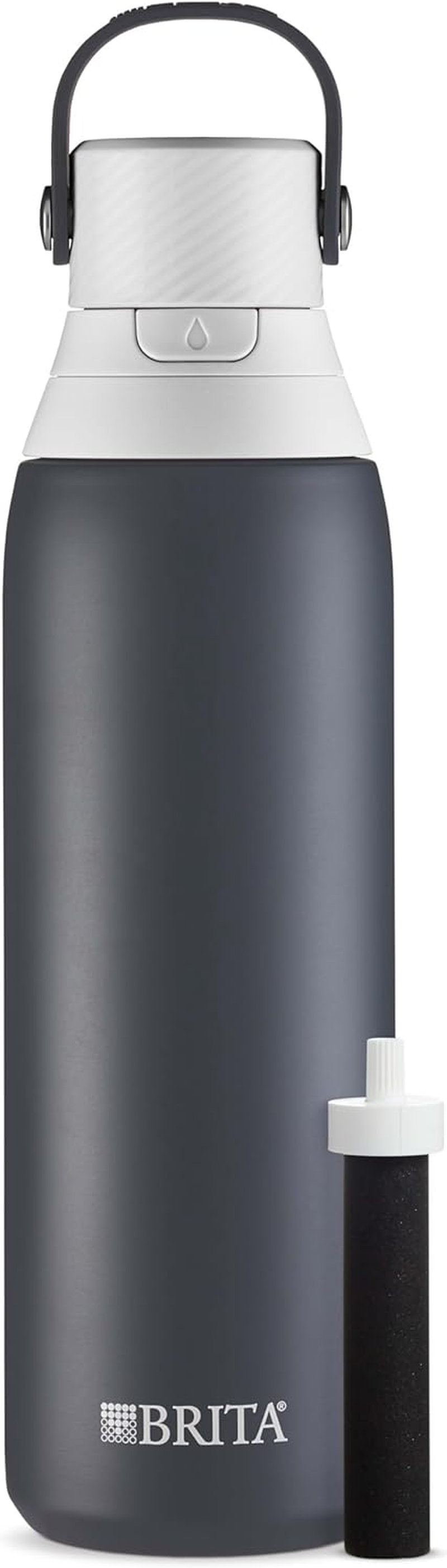 Brita Stainless Steel Premium Filtering Water Bottle, Bpa-Free, Reusable, Insulated, Replaces 300 Plastic Water Bottles, Filter Lasts 2 Months or 40 Gallons, Includes 1 Filter, Rose - 20 Oz.