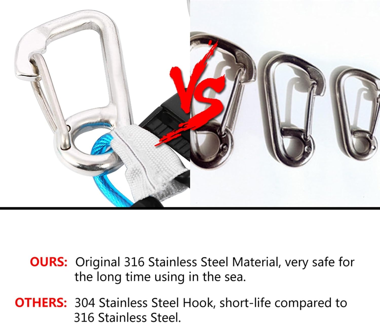 Keep Diving Stainless Steel Reef Hook with Spring Lanyard Diving Hook Keep Diving Stainless Steel Hook Diving Accessories - Diving & Snorkelling (Blue) image number 1