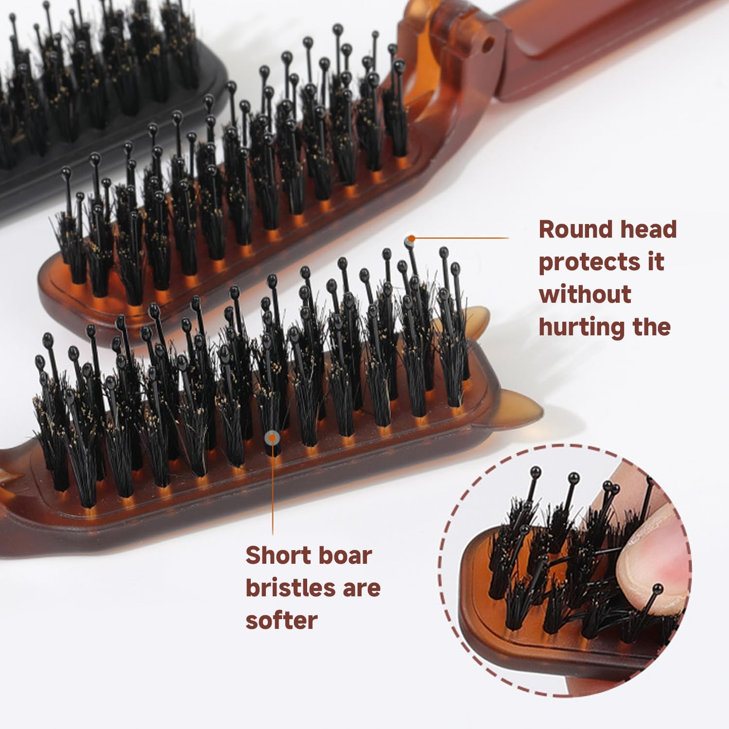 3 Pieces Foldable Comb, Portable Comb, Fluffy Hair Comb, Styling Comb, Hairdressing Tool image number 1