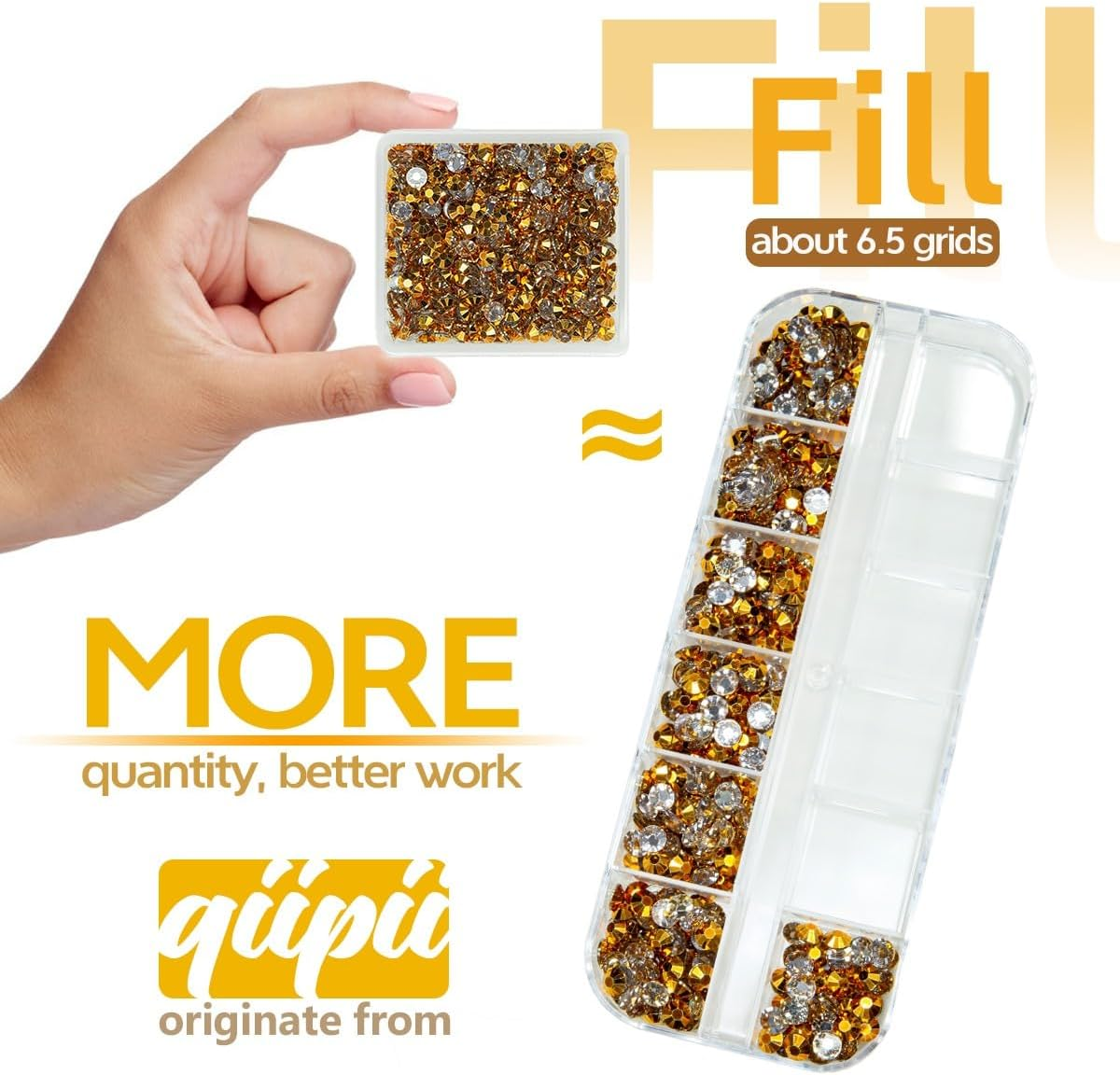 Qiipii 3Mm 4Mm 5Mm Clear Gold Flat Back Simulated Diamond Resin Loose SS10 SS16 SS20 Rhinestones Unattached image number 5