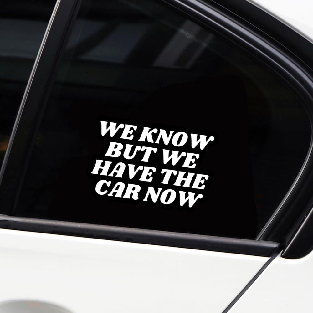 2 Pack We Know but We Have the Car Now-Tesla Bumper Sticker,Elon Musk Regret Vinyl Decal Accessories for Car Bumper, Laptop, Window (White) image number 3