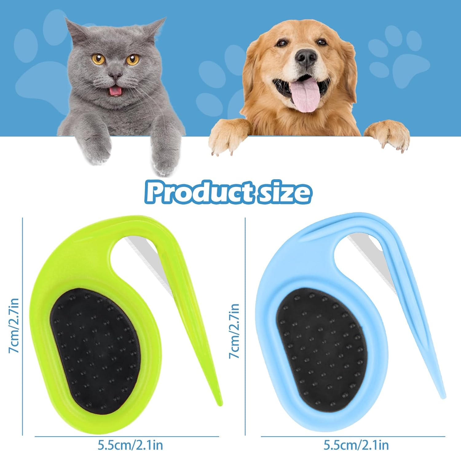 Pack of 2 Knot Comb Beauty Tools Pet, Detangling Knife Cat, Spill Hair Removal Comb for Dogs, Dog Groomer, Fur Comb for Pets, Undercoat Duster, Pet Knotting Comb image number 6