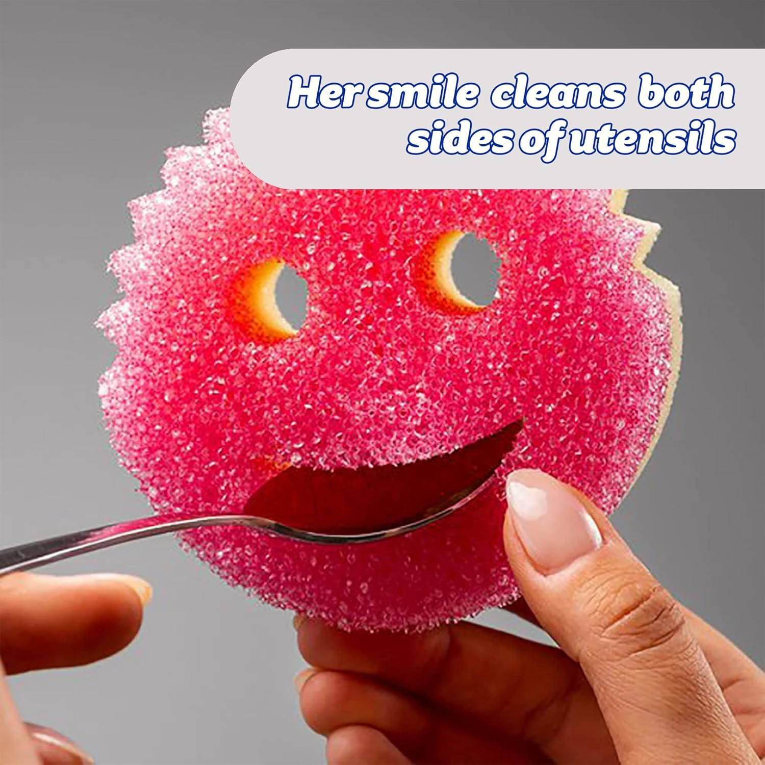 Scrub Daddy Scrub Mommy Washing up Sponge - Dual Sided Scrubbing Non Scratch Scourers, Smiley Face Sponges for Cleaning Kitchen & Bathroom, Dish Scrubber, Flextexture Home Products, Pink Single Pack