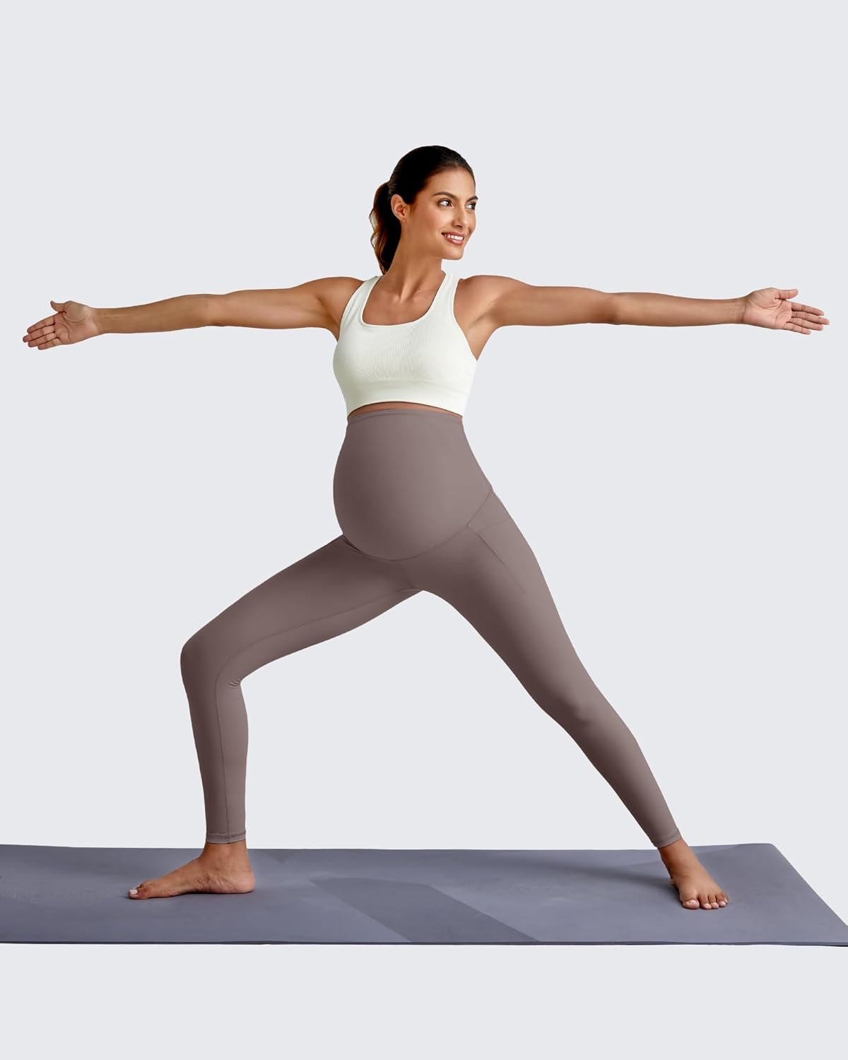 G4Free Barefeel Maternity Leggings with Pockets over the Belly Stretchy Workout Yoga Pregnancy Pants image number 6