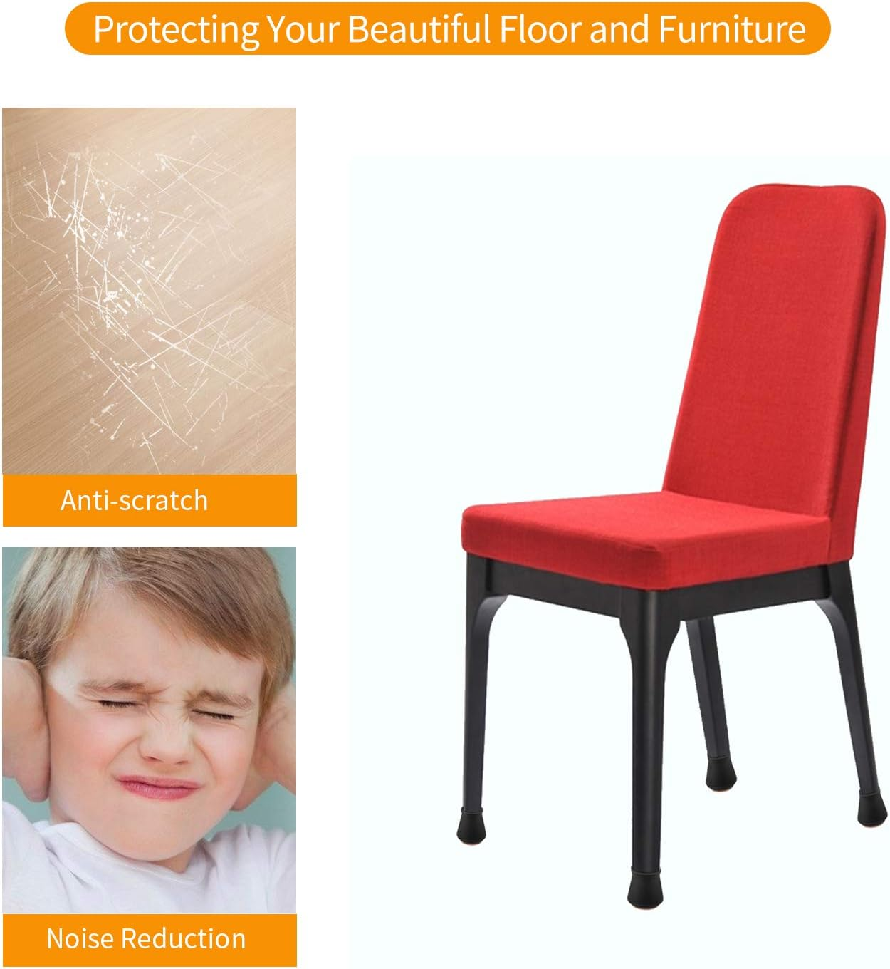 Dark Brown Silicone Chair Leg Floor Protectors with Felt, Chair Leg Caps, Silicon Furniture Leg Feet Protection Cover Protect Hardwood Floor anti Scratch 16 Pcs (Large Fit: 1.5" - 2.0", Brown)