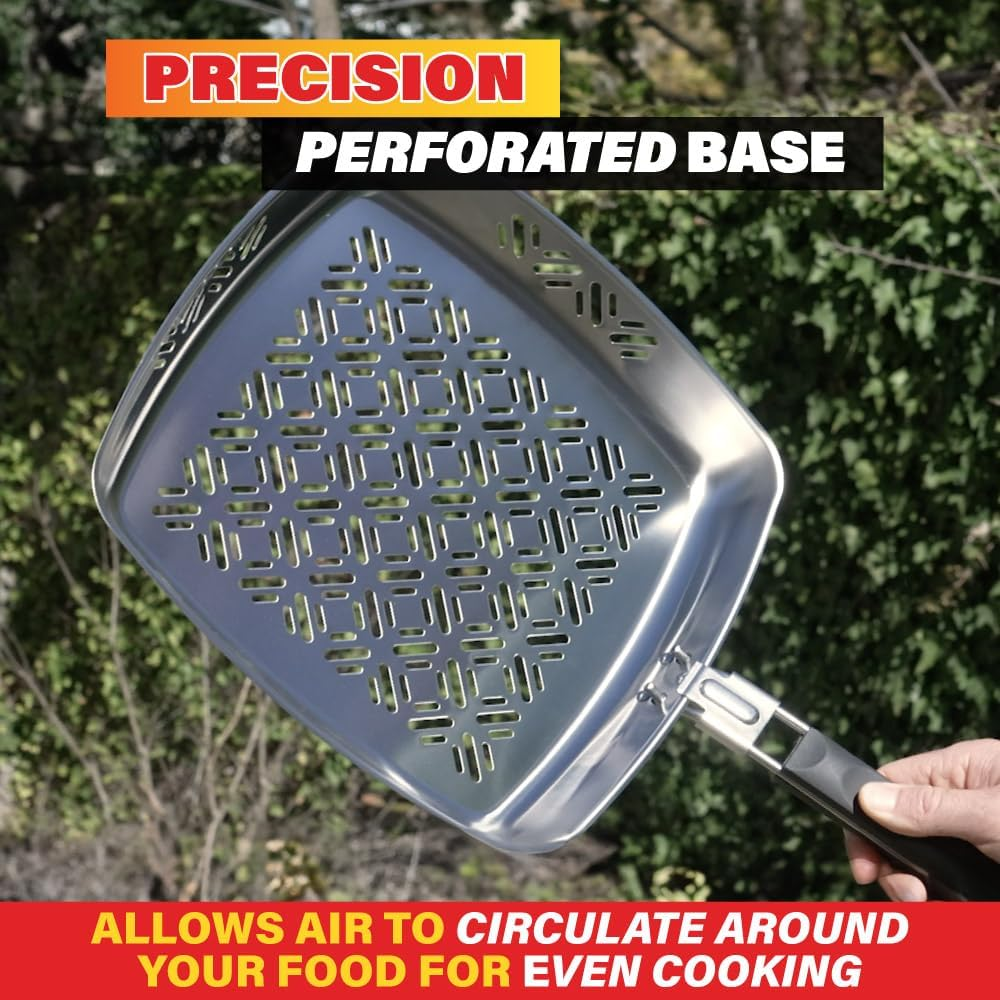 BBQ Grill Pan, Non-Stick, Stainless Steel Pan for Bbqs and Grills, Withstands High Temperatures, Square Design, Detachable Handle, Cooks Evenly image number 5
