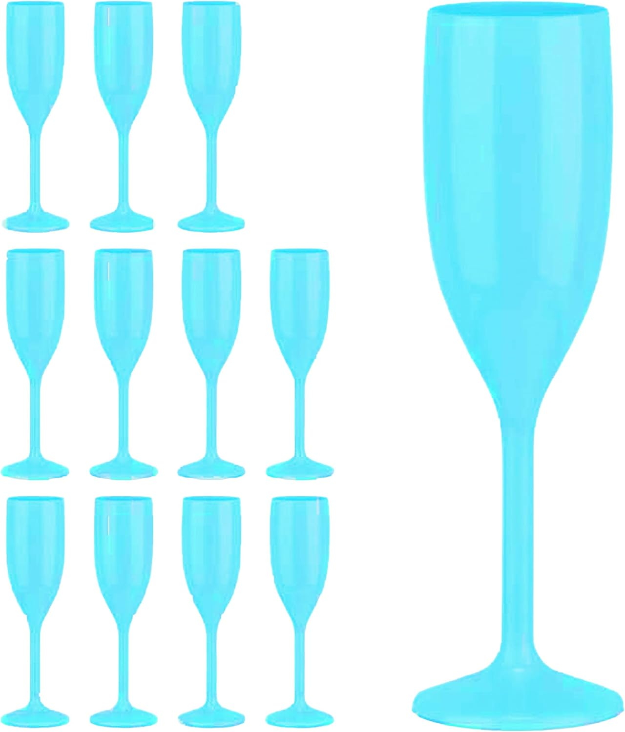 Relaxdays, Plastic Champagne Flutes, Set of 12, Shatterproof, BPA Free, Reusable Wine Glasses, for Weddings, White