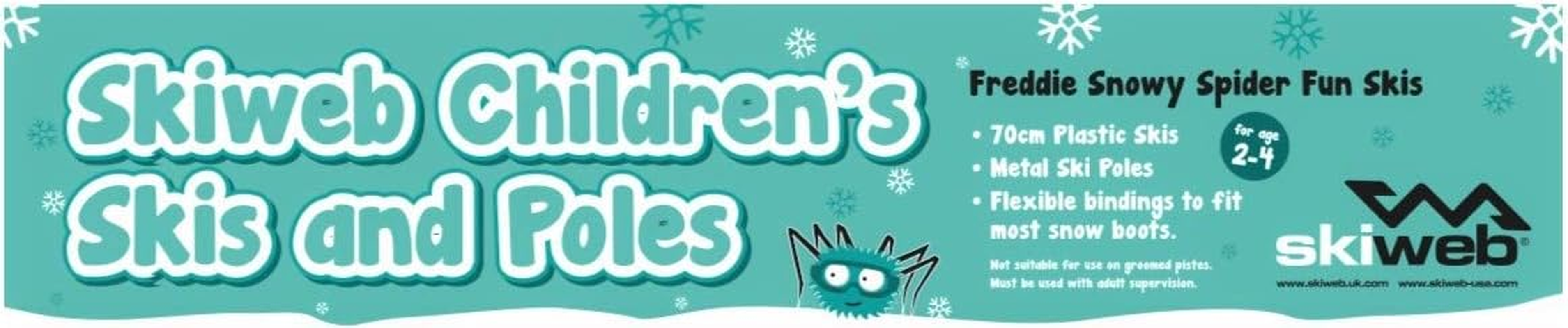 Kids First Plastic Snow Skis & Poles Age 2-4 with Bindings - Fun Beginer Skis 90Cm