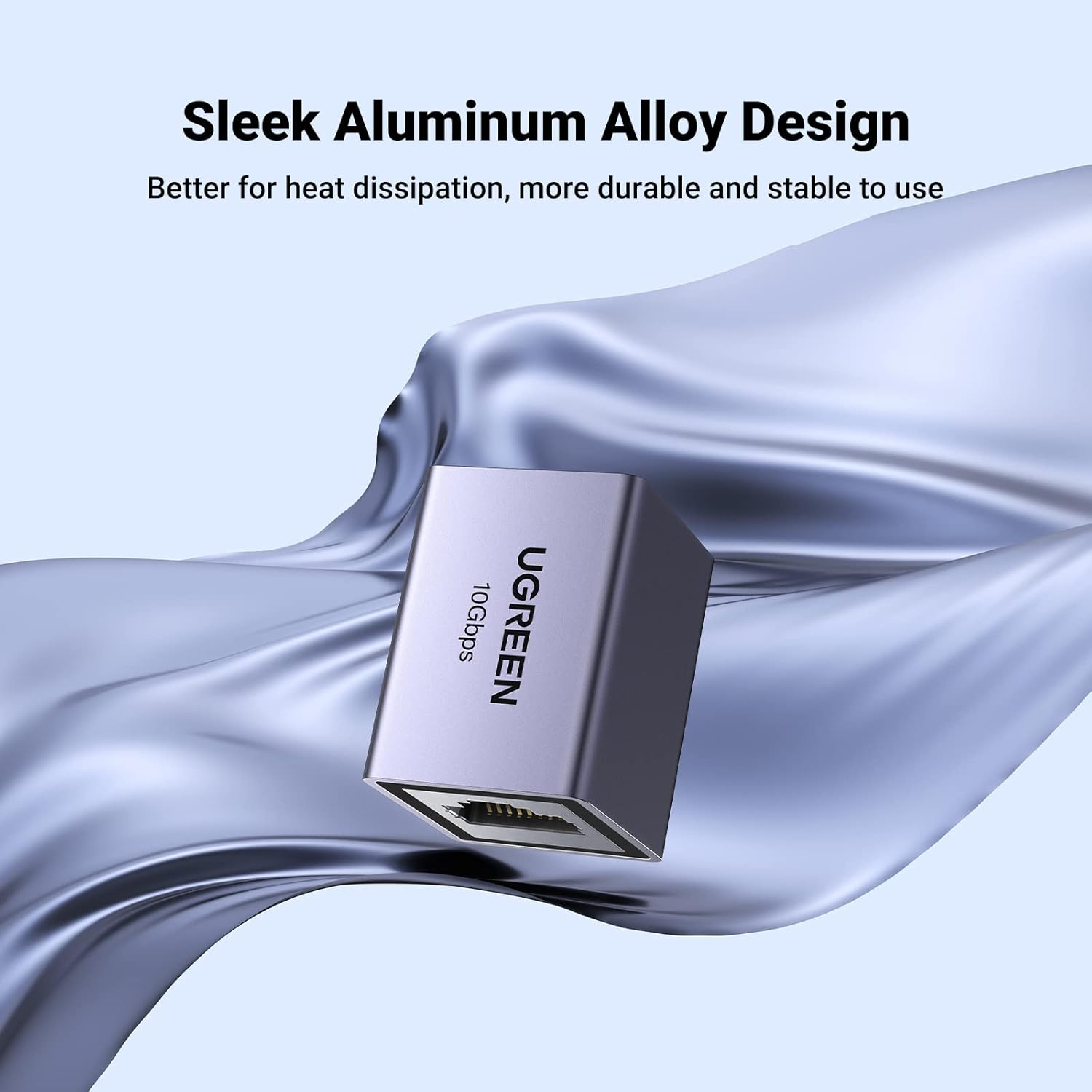 UGREEN Ethernet Extender 10Gbps High Speed RJ45 Coupler Aluminum LAN Connector Shielded POE Internet Network Cable Joiner Female to Female Space Grey (1 Pack) image number 1