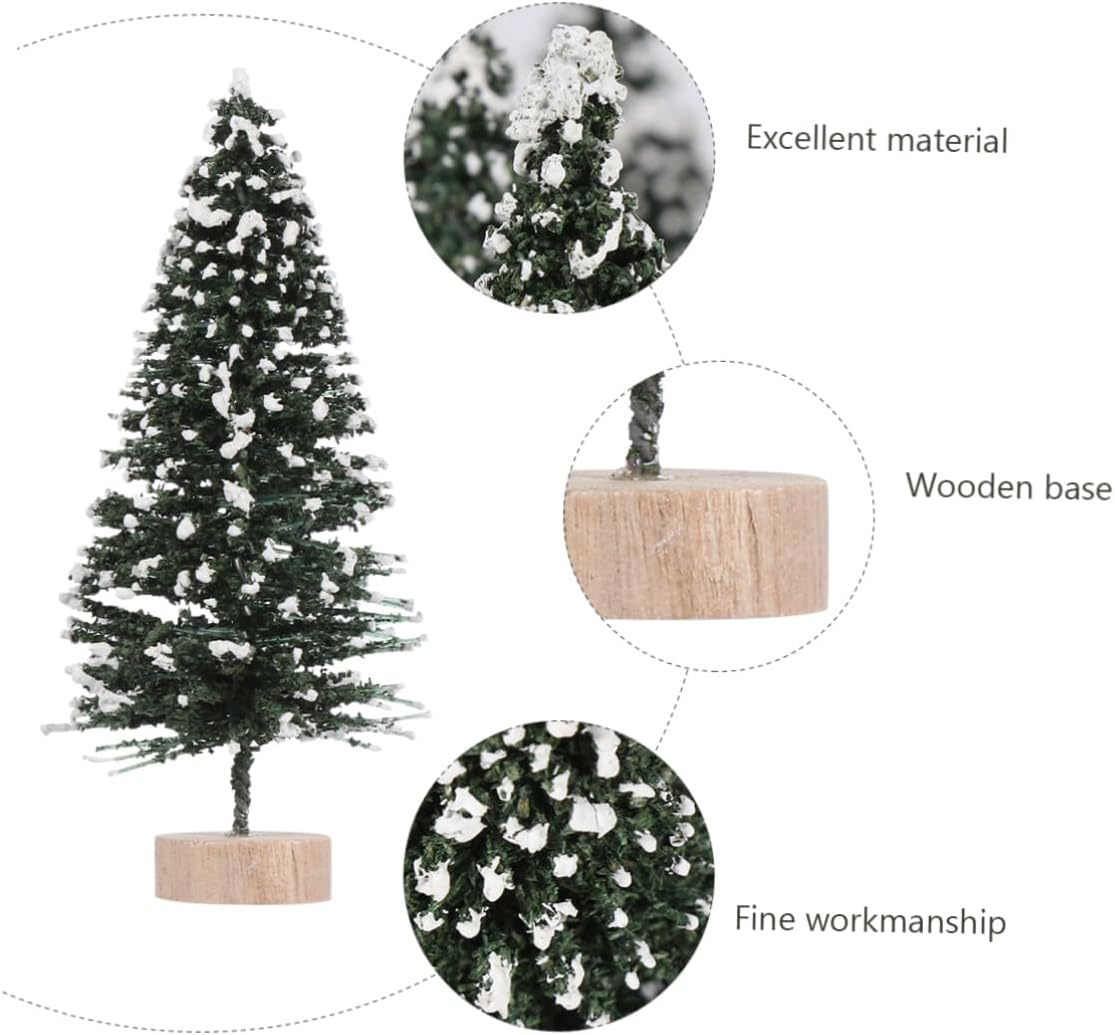 Alipis 12Pcs Mini Christmas Tree Tabletop Decor Snow Spruce Style Christmas Trees Small Ornament for Home Office Decoration image number 2