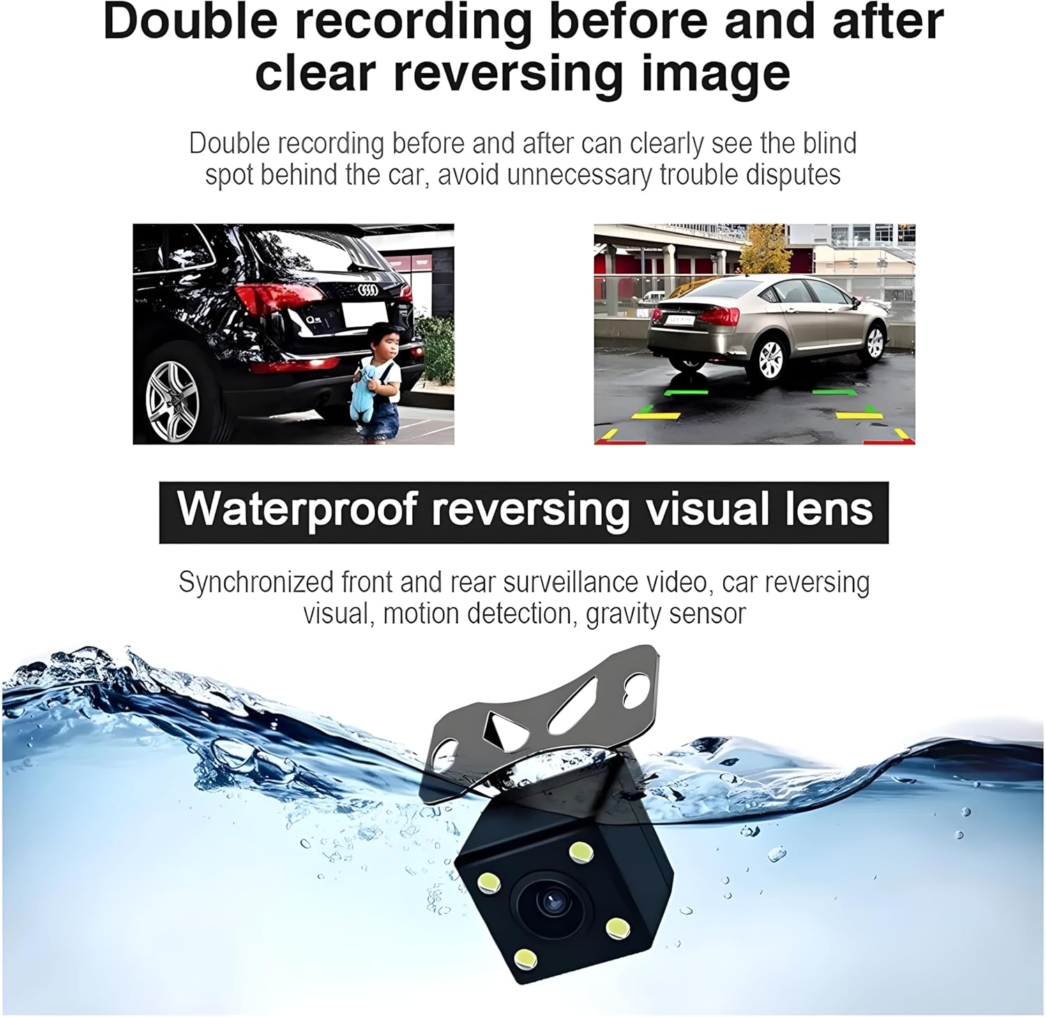 Dual Lens DVR Dash Cam 1080 P HD Car DVR Front and Rear Camera Recorder with Built-In Wifi LCD (170 Degree Wide) with 64 GB High Speed SD Card Free 24 Hour Parking Monitoring/Night Vision/G-Sensor image number 2