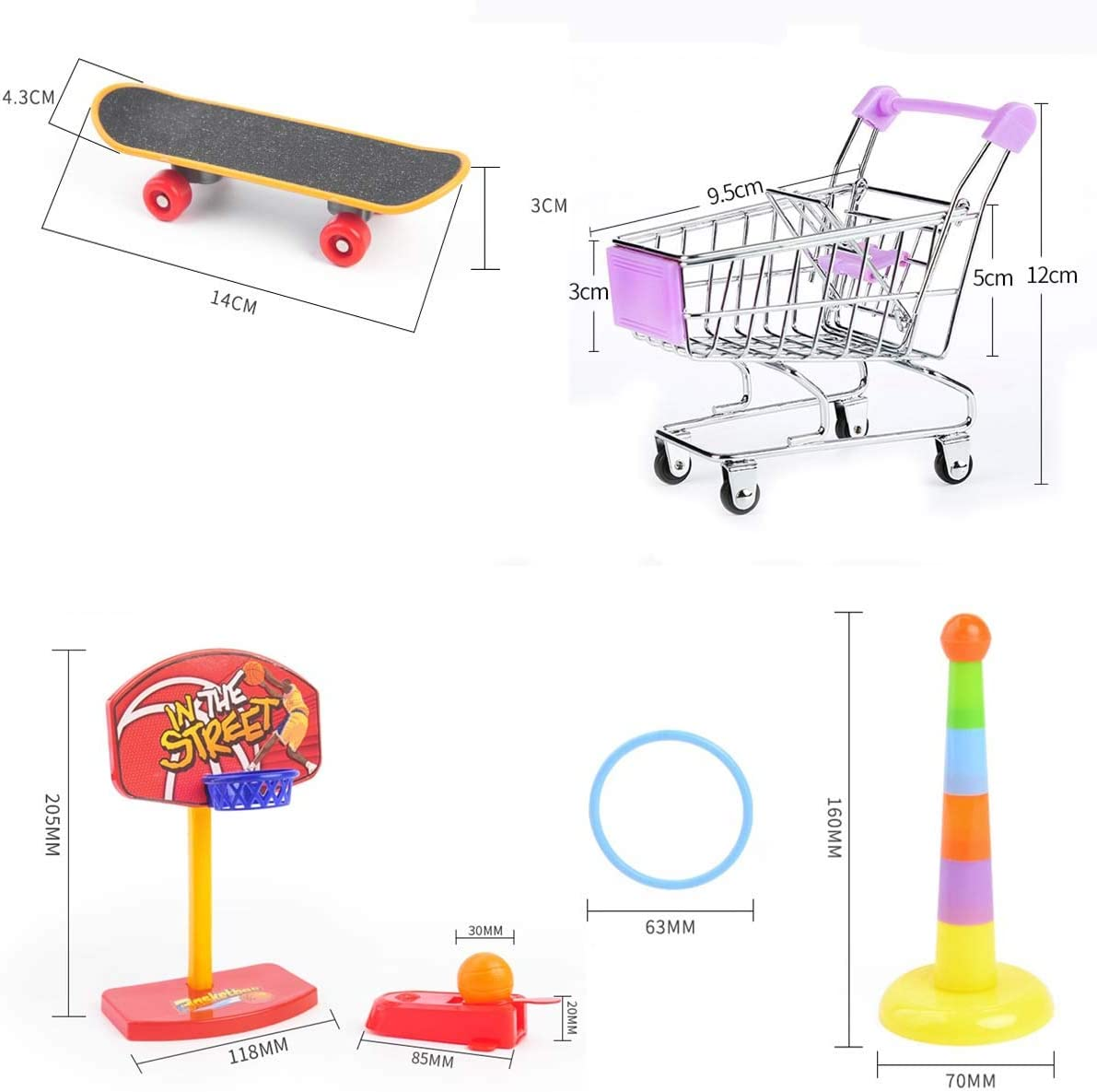 5Pcs Bird Parrot Intelligence Toys, Interactive Playing Training Toy Set, Including Mini Shopping Cart, Training Rings, Skateboard, Basketball Hoop and Ball, for Parrot Parakeet Cockatiel Lovebird image number 4