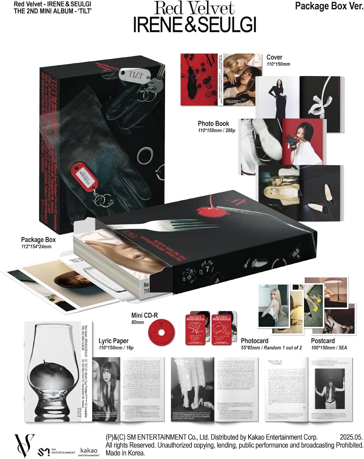 Red Velvet Irene & Seulgi TILT 2Nd Mini Album Package Version Box+Mini Cd+288P Photobook+1P Photocard+16P Lyric Paper+5P Postcard+Tracking Sealed image number 1