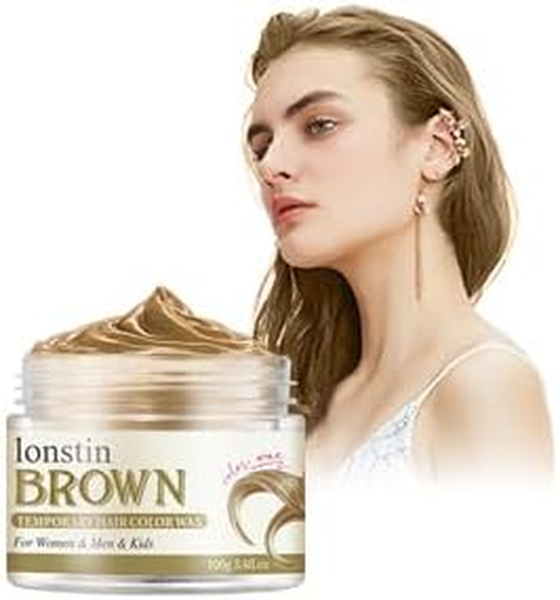 Lonstin Brown Hair Wax 100G &ndash; Temporary Hair Colour for Kids & Adults, Washable Non-Sticky Hair Dye Cream, Easy to Apply, Styling Clay for Cosplay, Festivals, Halloween, Daily Use, Dark Hair image number 2