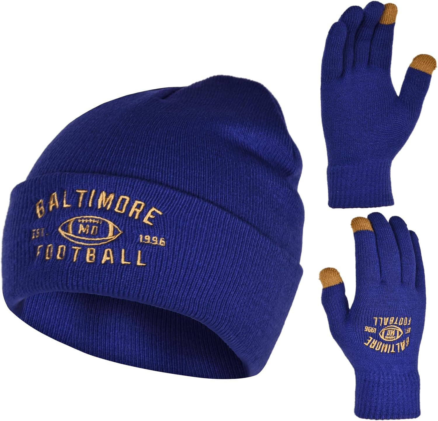 Vintage Classic Skull Cap Embroidery Beanie Fasion Hat Cuffed Winter Hat Knit Comes with Warm Gloves Gifts for Men Women Fans