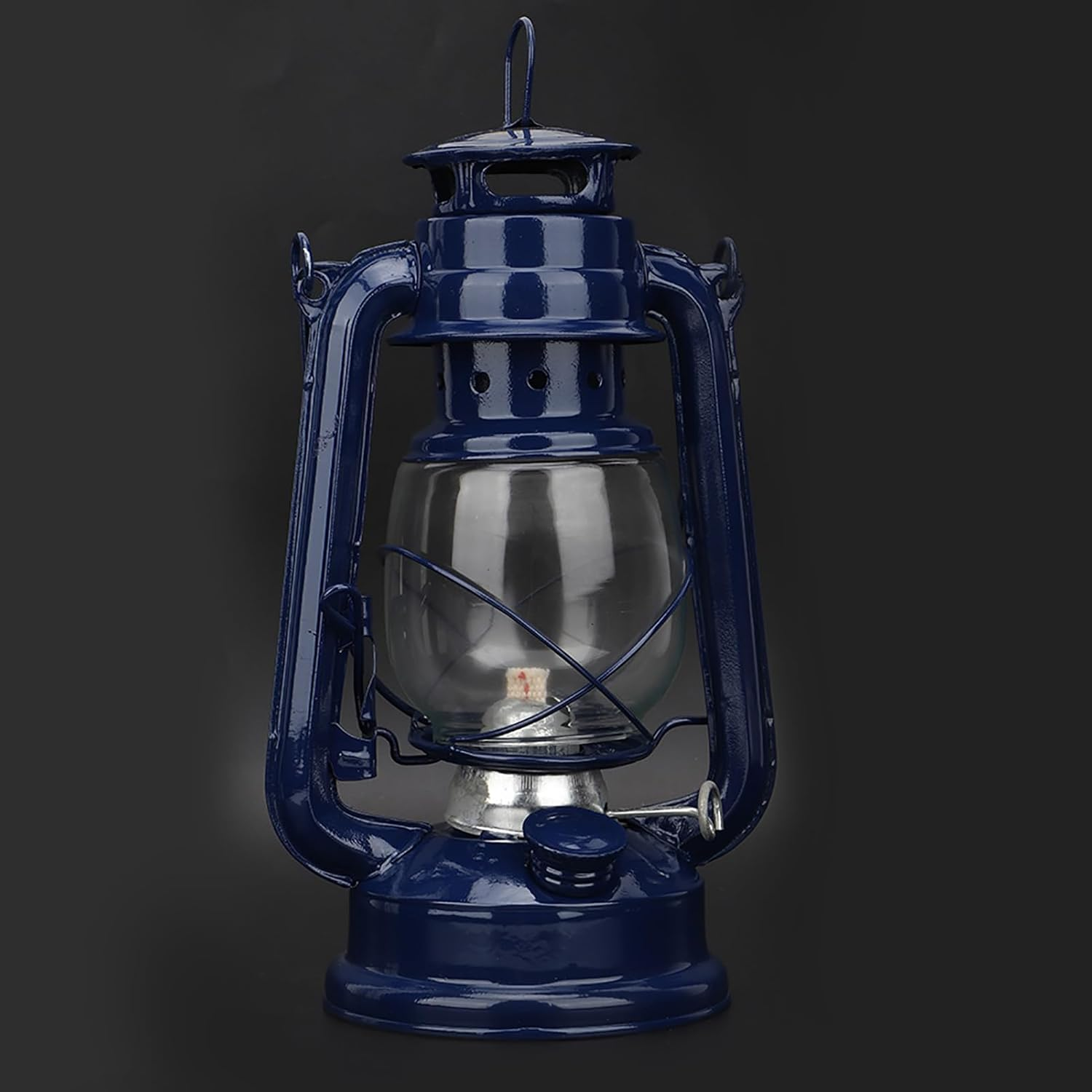 Hurricane Oil Lamp ,Hurricane Lamps Vintage Lantern Lights Burning Lantern Retro Kerosene Lamps Classic Oil Lamp Table Lanterns, Vintage Kerosene Lamp for Home, Garden (Blue) image number 4