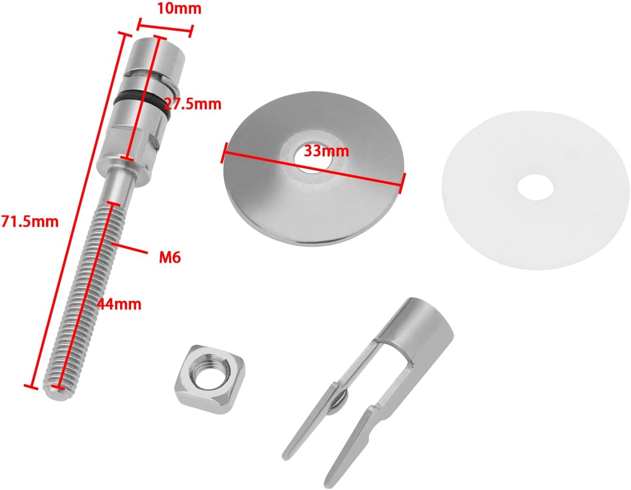 Create Idea 1 Pair Toilet Seat Fixing Hinge Set M6 X 71.5Mm Stainless Steel Toilet Lid Hinge Fixing Bracket C0102G Compatible with LUVETT image number 2