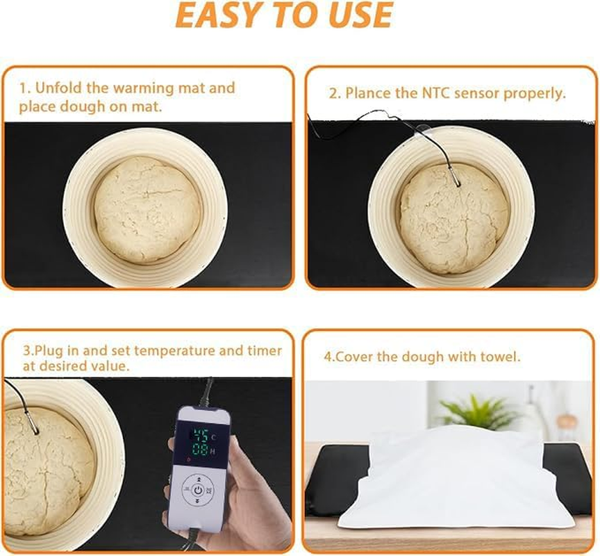 Bread Sourdough Proofer Heating Mat with Temperature & Timer Controller Waterproof Dough Starter Warming Mat for Dough Proofing Yogurt Fermentation image number 1