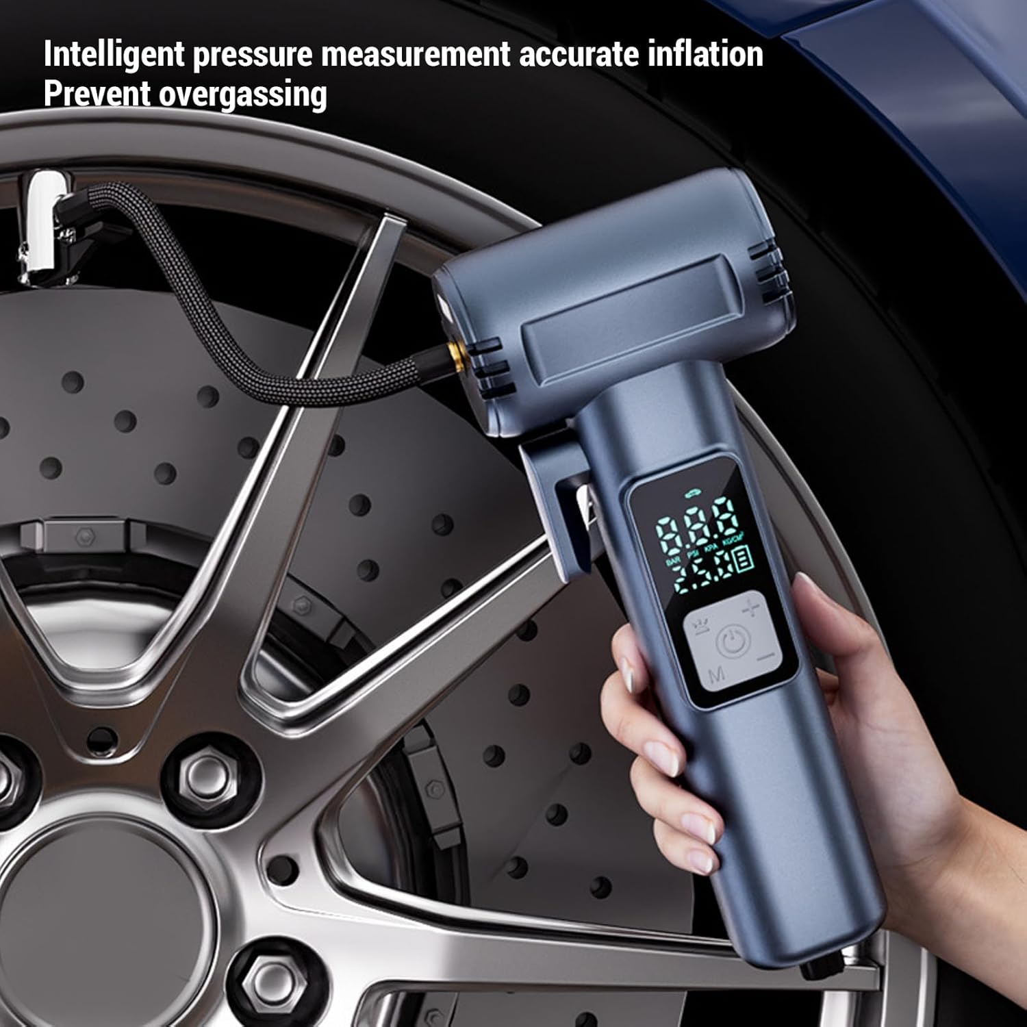 Cordless Tire Inflator Air Compressor, Handheld Air Pump for Cars Motorcycles Bikes Sport Balls, Window Belt Cutter Smart Air Pump for Car Motorcycle Ball Bike image number 6
