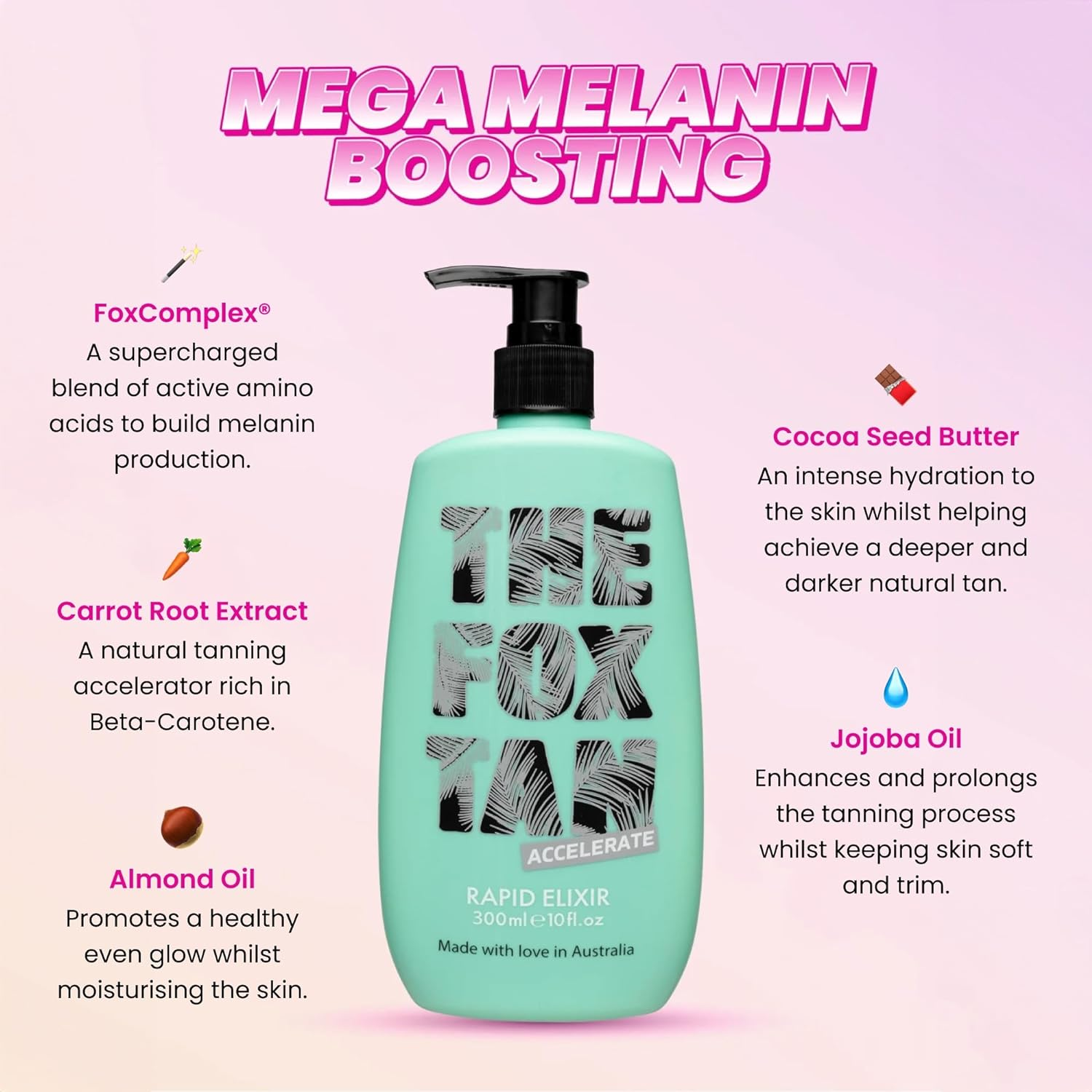 The Fox Tan Rapid Tanning Elixir, Natural Tanning Accelerator Lotion for Darker & Faster Tans, Creates Flawless Tan Skin, Vegan & Cruelty-Free, 300Ml image number 4