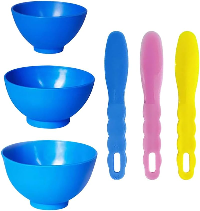 6 Pcs Lab Mixing Bowl Set Rubber Mixing Bowls Plastic Mixing Spatulas Facial Mask Bowls Small Impression Spatulas Impression Material Bowls Flexible Straight Spatulas for Alginate Plaster