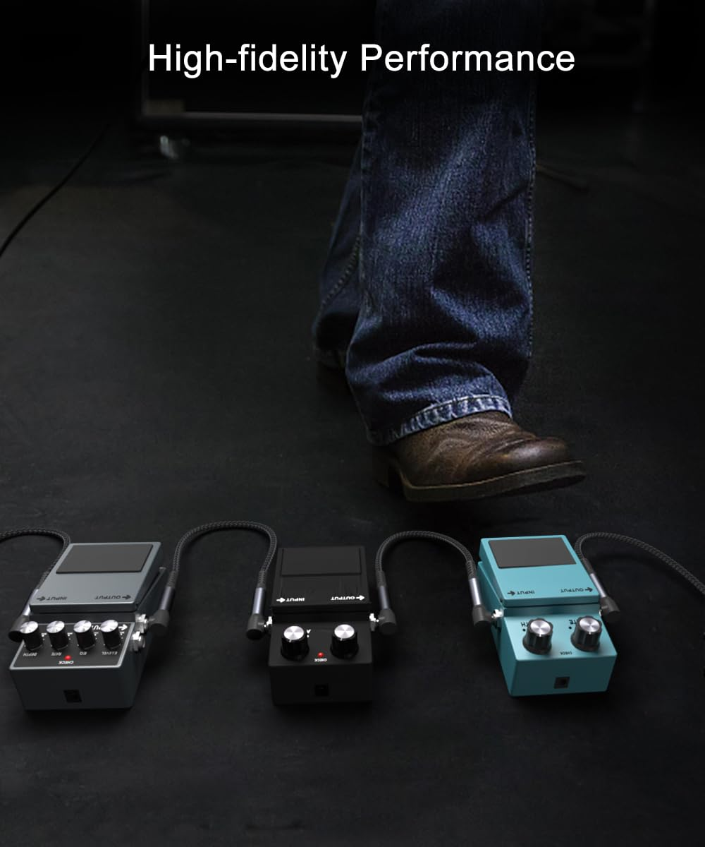 RUXELY Guitar Patch Cables 30CM 6-Pack,6.35Mm Effects Pedal Board Cord,Nylon Braided 1/4" Right-Angle Instrument Audio Cable,Pedalboard Connector TS Copper Wire for Amp/Amplifier,Mixer,Electric Bass image number 6