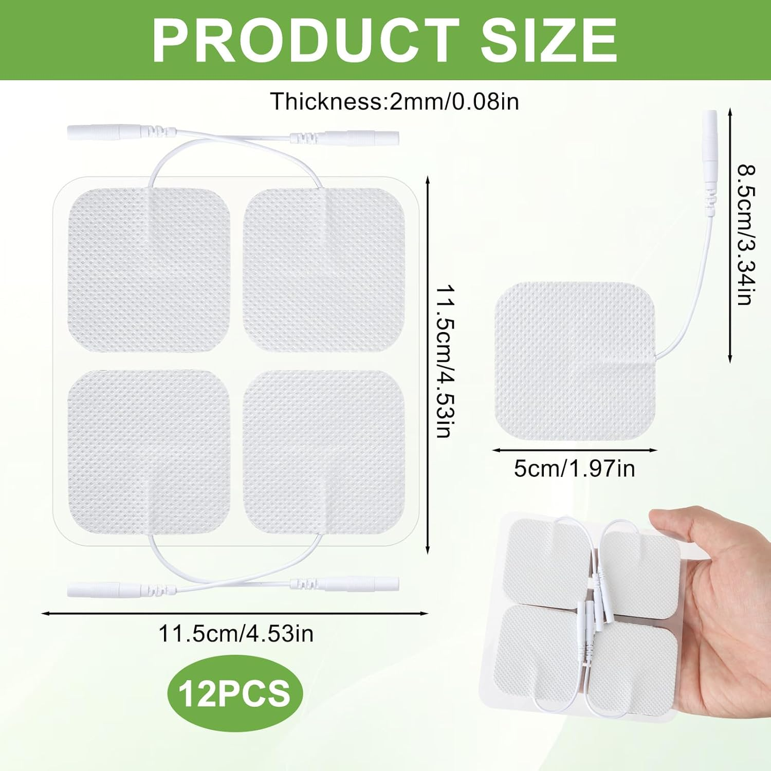 12 Pcs TENS Machine Pads & TENS Pads - Premium Self-Adhesive Unit Replacement Pads, Electrode Gel Pads for Pain Relief, 5X5Cm, Reusable & Long-Lasting, Compatible with Most TENS Massagers (White) image number 6