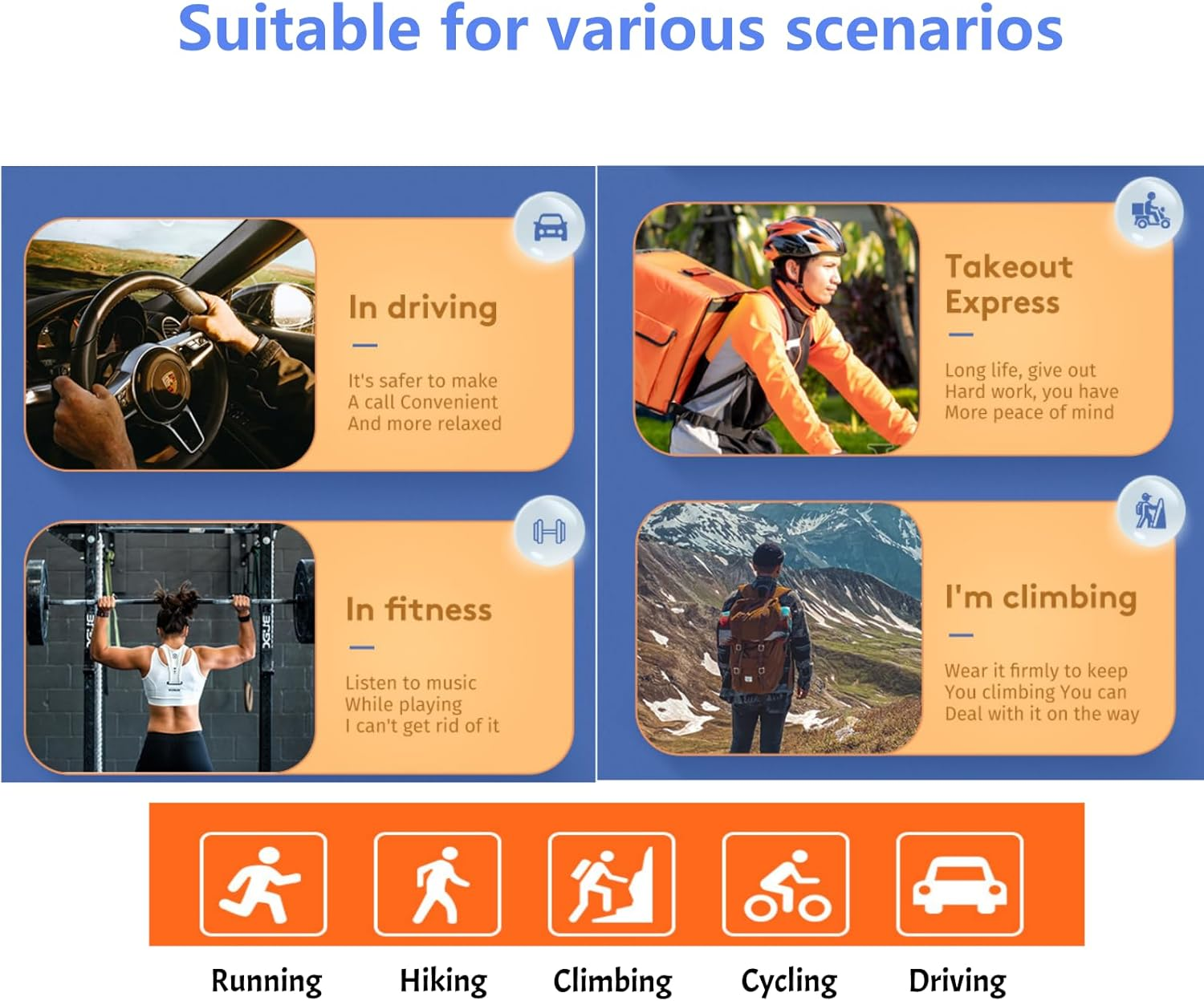 Open Ear Bluetooth Sport Headphones,Bone Conduction Headsets with Mic Wireless Earbuds Waterproof Bluetooth Earhook Earphones Neckband 15H Playtime for Running Bicycle Cycling Workouts(Black)