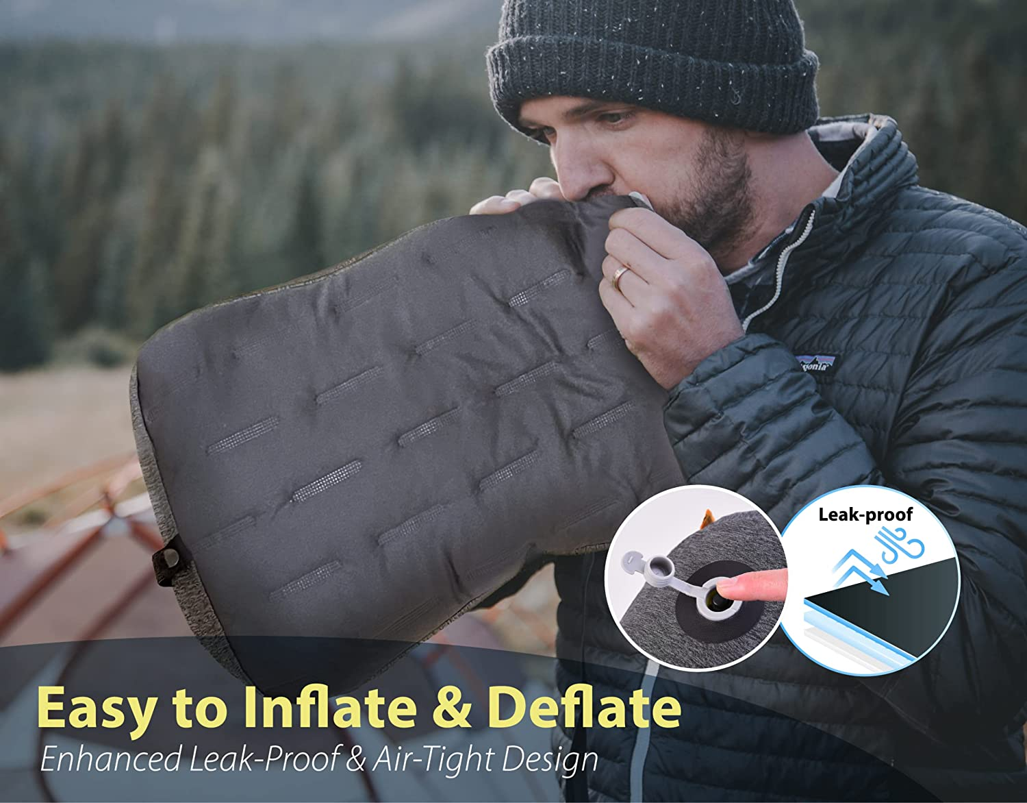 TREKOLOGY Aluft Pro Camping Pillow &ndash; Large Inflatable Travel Pillow with Removable & Washable Cover, Ultra-Lightweight for Backpacking, Hiking, Beach &ndash; Compact, Neck Support, Easy Inflation image number 6