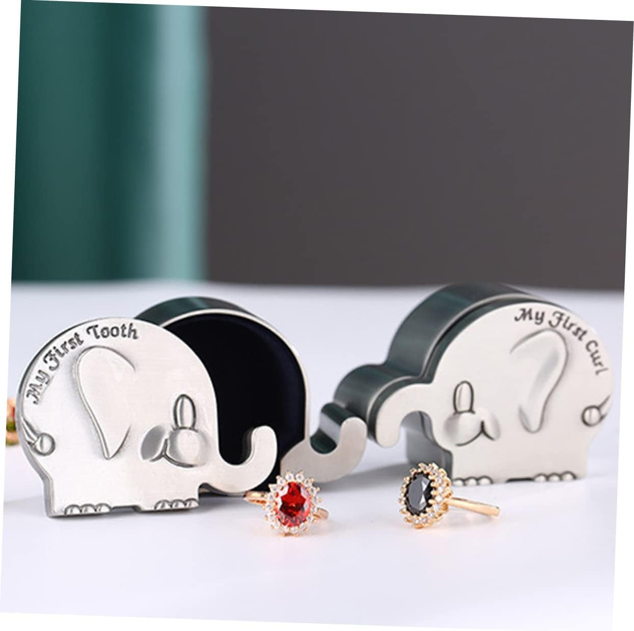 Fetal Hair Collection Box Metal Small Hair Teeth Storage Box Silver for Newborn Keepsake and Elephant Shower image number 5