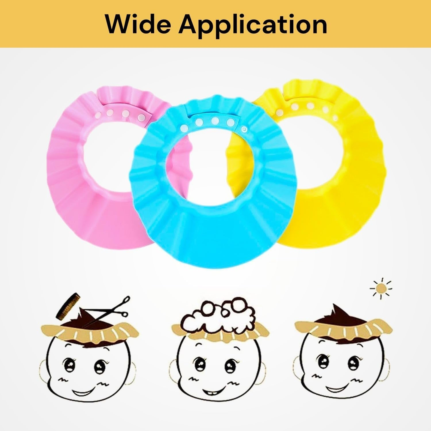 Spendeal Baby Shower Cap Bathing Hair Wash Cap Hat, Bath Protection Shield for Eyes & Face Soft Adjustable Visor Hat for Toddler, Kids, Children, Shampoo Shower Bathing Protection Bath Cap (Blue) image number 4