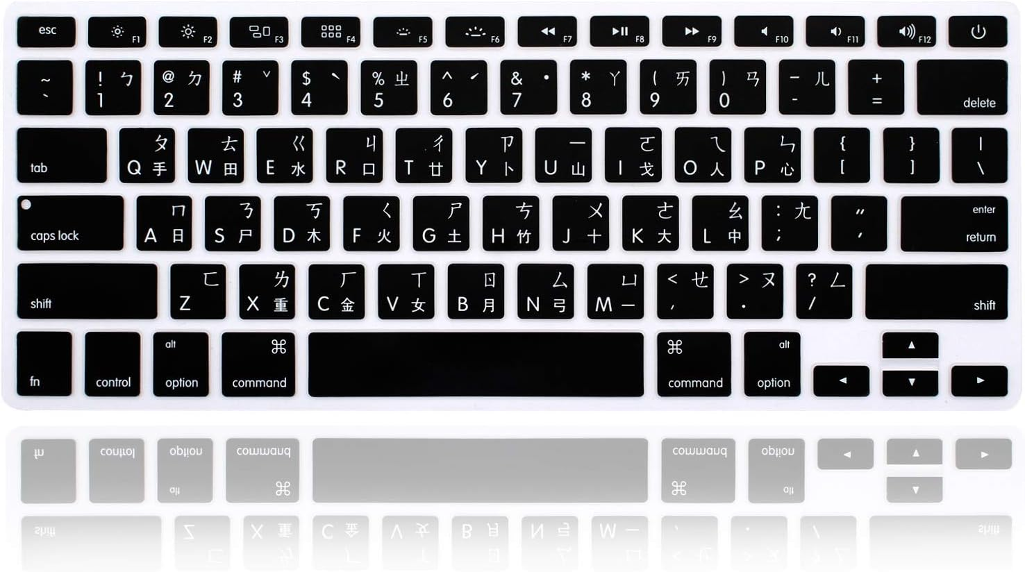 MMDW Russian Language Silicone Keyboard Cover Skin for Macbook Pro 13" 15" 17" (2015 or Older Version),For Macbook Air 13" A1369/A1466,USA Layout Protective Skin,Black