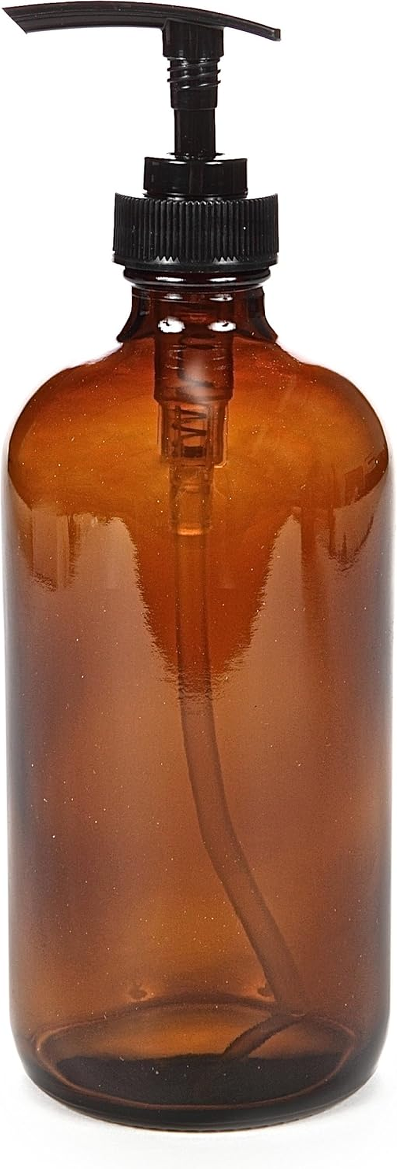 Vivaplex, 2, Large, 16 Oz, Empty, Amber Glass Bottles with Black Lotion Pumps image number 4