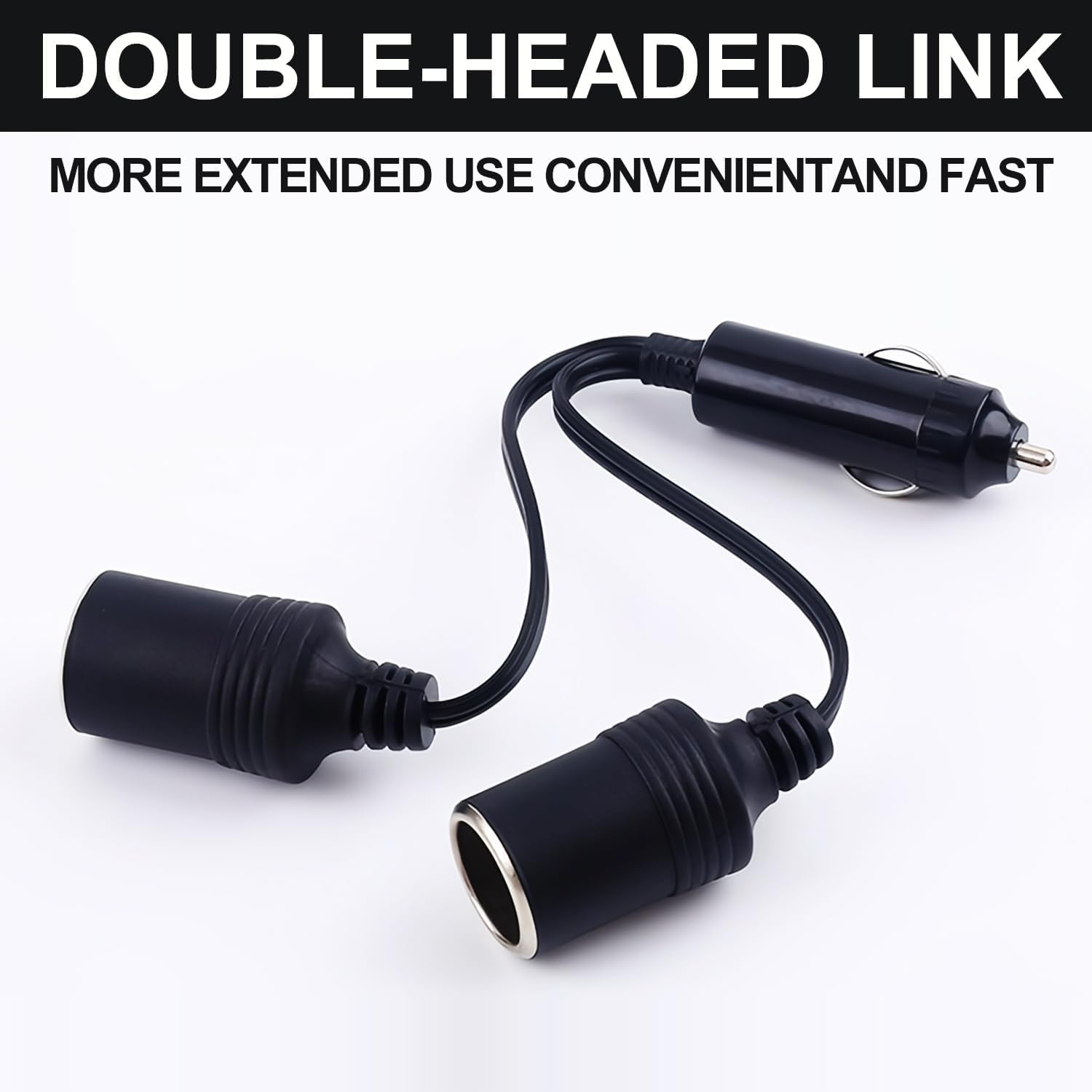 1 to 2 Car Cig Are Tte Lighter Splitter Adapter Power Charger Port, 12V/24V Plug Socket 2-Way Splitter Y Adapter, 15Cm Extension Cord with 15A Fuse image number 6