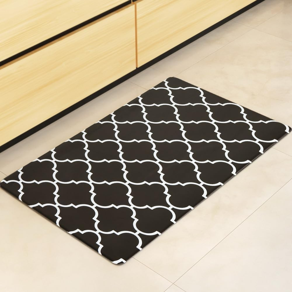 Artiss Kitchen Mats, 45 X 75Cm PVC Non-Slip Floor Rugs anti Fatigue Door Standing Mat, Waterproof Comfort Carpet for Living Room Bathroom Laundry Sink, Black image number 4