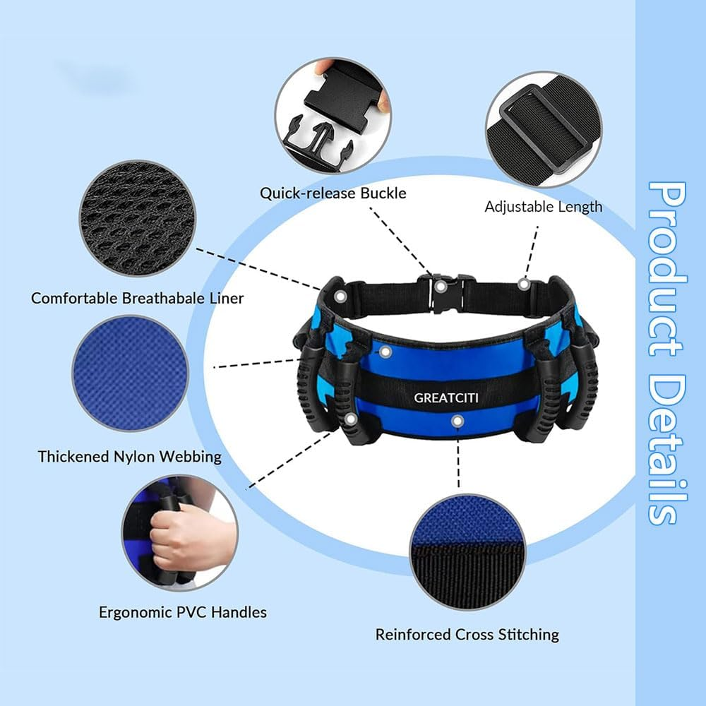 Gait Belt for Seniors with 6 Handles &ndash; Medical Transfer Belt with Quick Release Buckle, Non-Slip Safety Lift Belt for Elderly, Disabled, Bariatric, Physical Therapy, Patient Assist image number 1