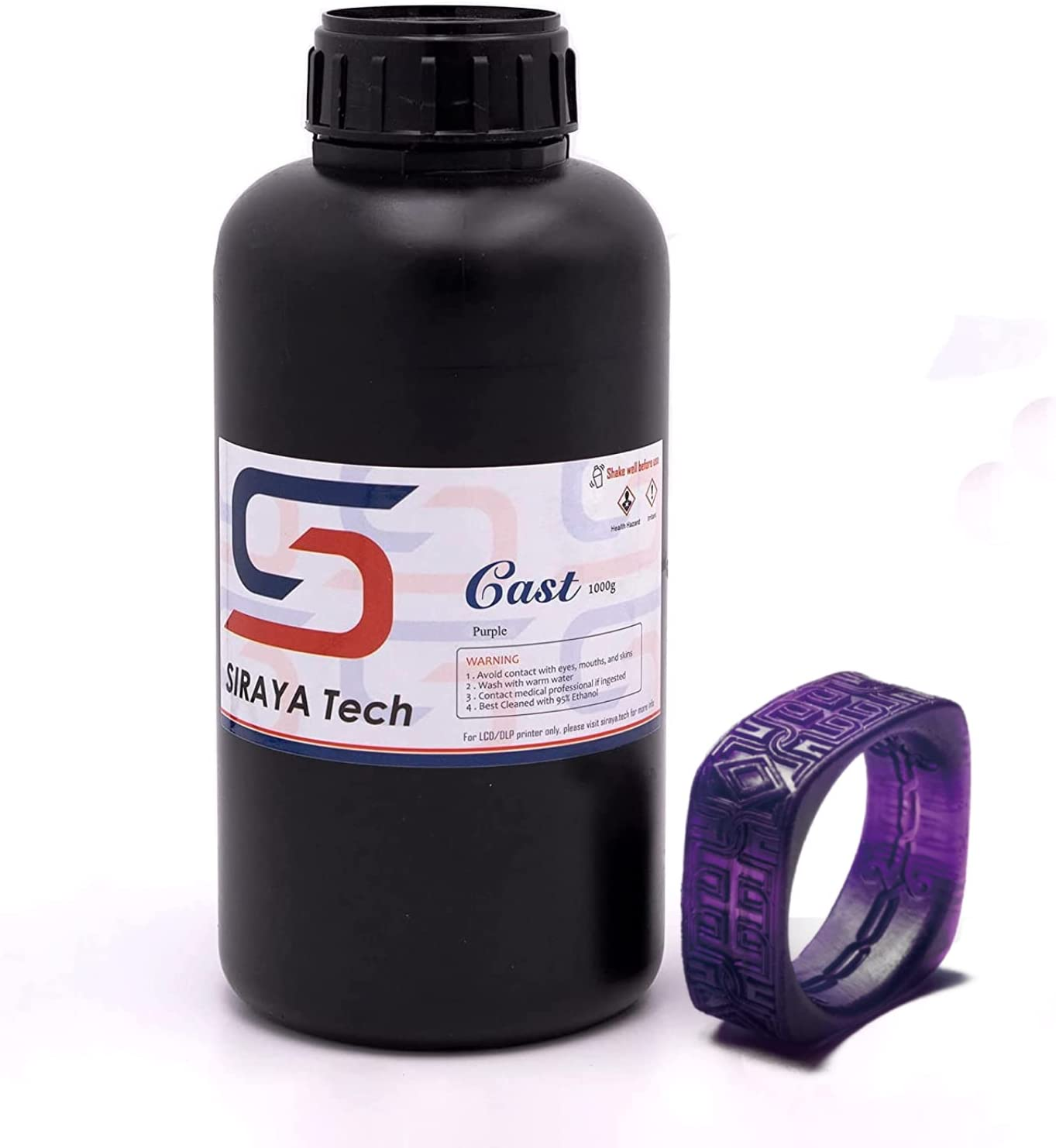 Siraya Tech Cast 3D Printer Resin Easy to Print Use and Burn High Resolution Castable 405Nm LCD Uv-Curing Photopolymer Resin for Making Jewelries and Metal Parts (Purple, 1Kg)