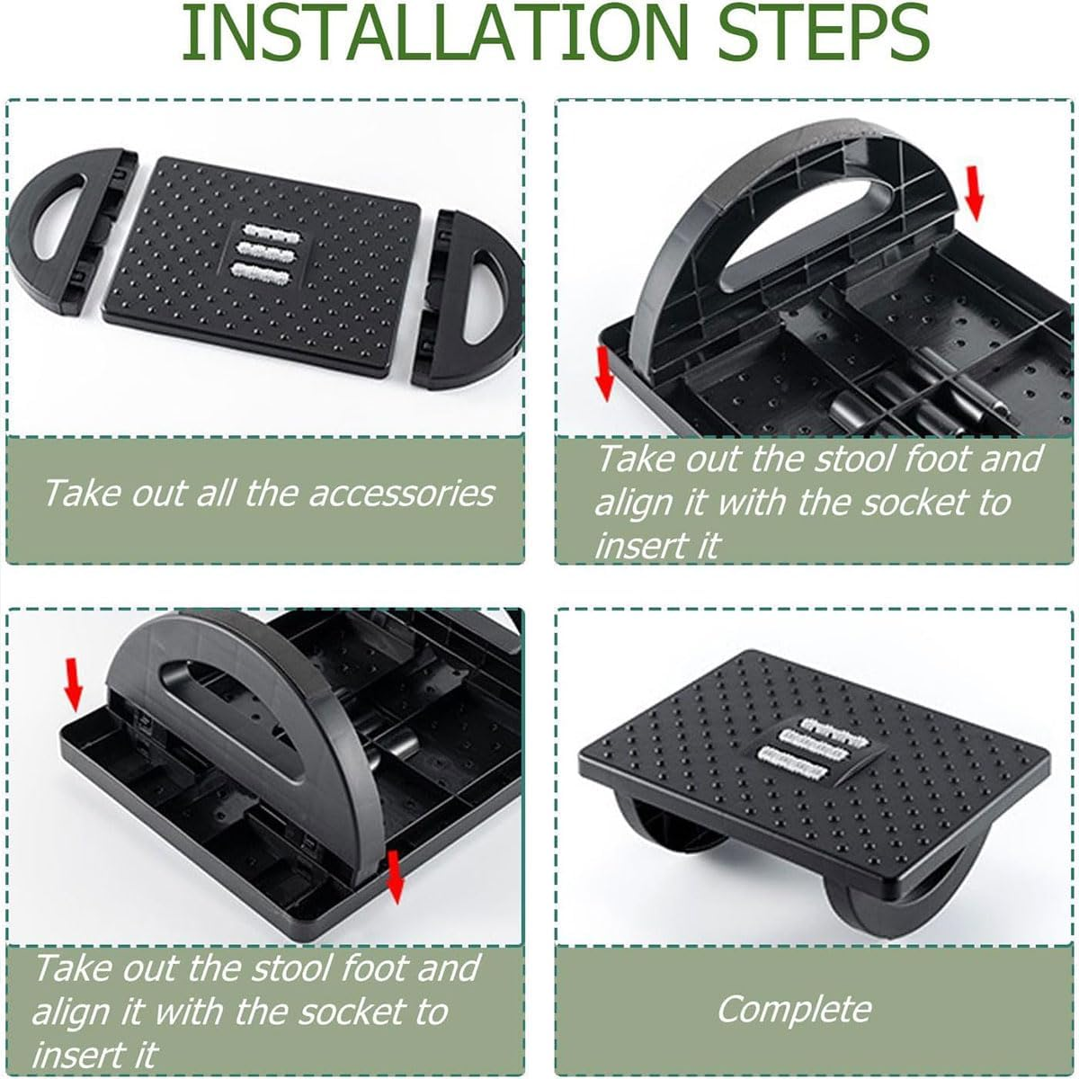 AIMALL Ergonomic Foot Stool for Office and Home, Non-Slip, Multi-Functional, 13.38 X 9.84 X 5.11 Inches, Suitable for Adults and Children, Easy Assembly - Grey image number 4