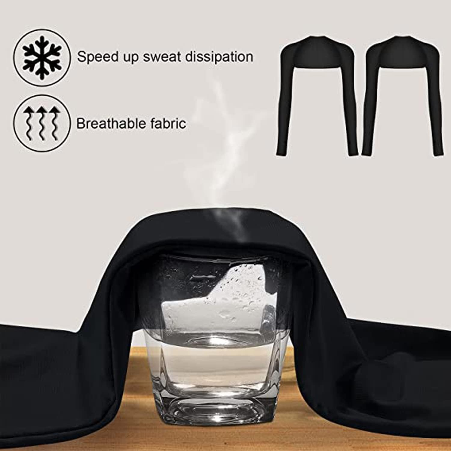 Cool Shawl Arm Covers 2-Pack Sun Protection with Finger Holes UV Protection Arm Covers for Golf - Black And White image number 4