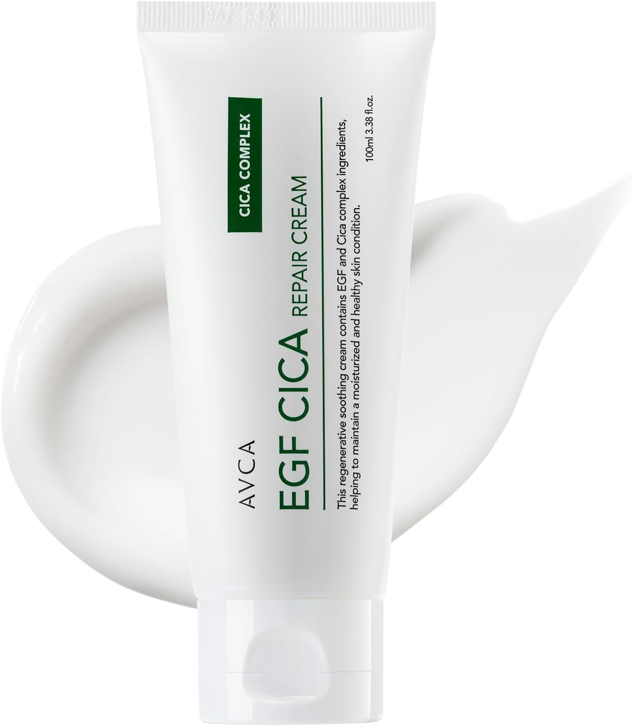 AVCA EGF Cica Repair Cream 100Ml &ndash; Fragrance-Free Moisturizer for Sensitive Skin with Centella & Aloe, Fast-Absorbing, Dermatologist Tested, K-Beauty