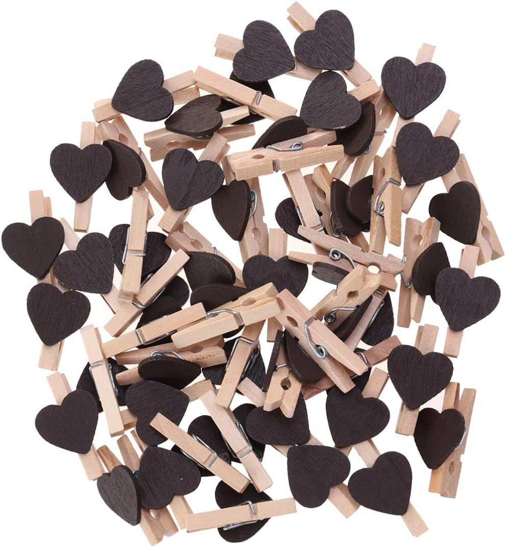 Kisangel Love Clips Mini Wooden Photo Holders Red Heart Small Craft Pegs 1.2 Inch for Home Decoration Fixation