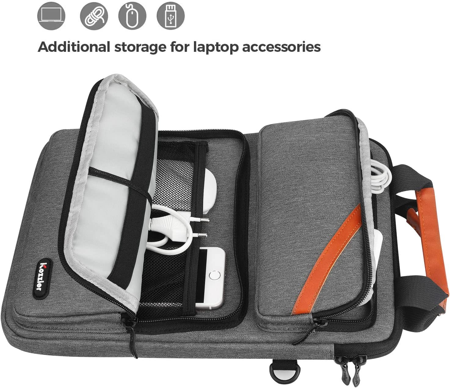 Icozzier 13-13.3 Inches Laptop Messenger Shoulder Bag, Vertical Double Pockets Notebook Laptop Business Briefcase Handbag for 13.3 Inch Macbook