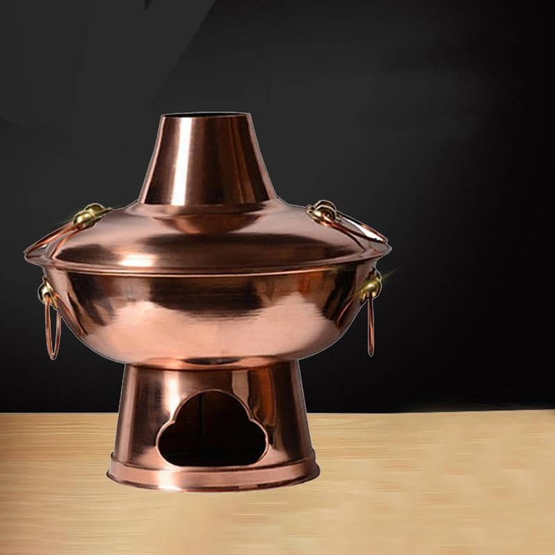 AIMALL Stainless Steel Charcoal Chinese Copper Hot Pot Old Beijing Cookware Camping HOT image number 4