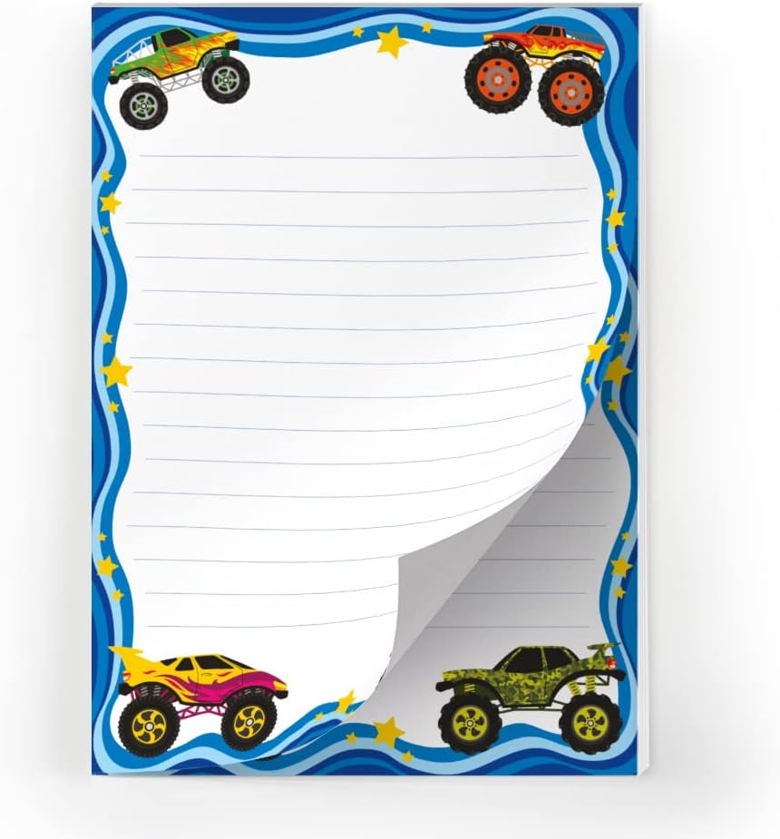 Letter Paper Set Letter Pad with Envelope for Kids Monster Truck Car for Boys (Pad A5 with 25 Sheets + 15 Envelopes) image number 4